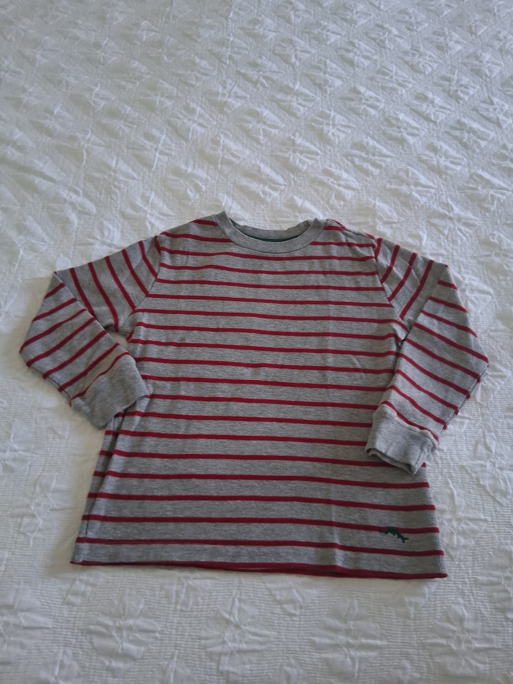 Tommy Bahama Boys' Grey and Red Striped Long Sleeve Thermal Shirt Size 5-6 Years